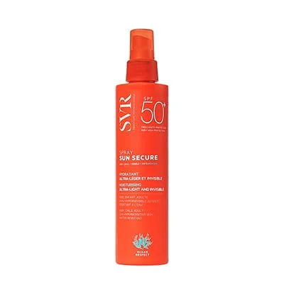 Spray solaire SVR Sun Secure SPF 50+ pour protection visage et corps, adapté aux enfants, bébés et adultes, offrant une protection solaire optimale avec une formule résistante à l'eau en Tunisie