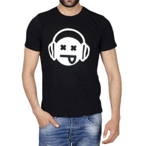 T-Shirt Noir Casque Music Zoom