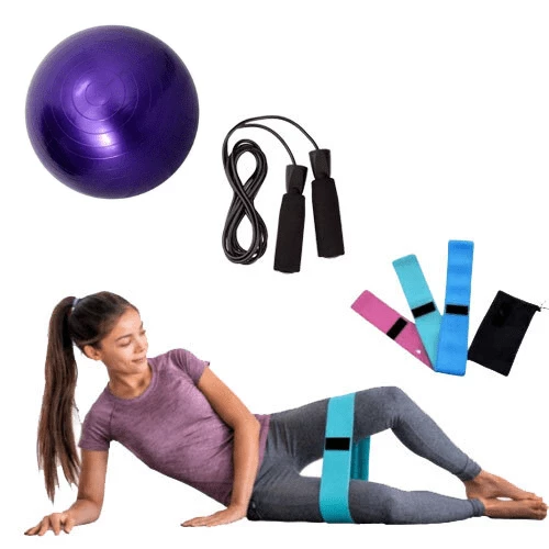 Pack de Elastique Corde A Sauter et Gym Ball Okpro