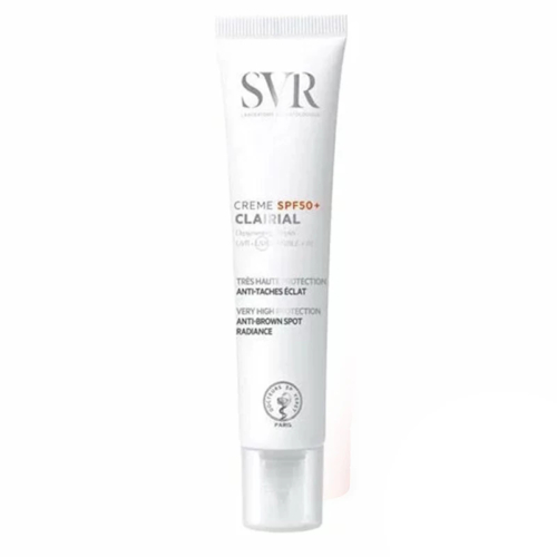 Tube de SVR Clairial Crème Lumière SPF50+ 40ml, idéale pour la protection solaire des enfants, bébés et adultes, avec une utilisation sur le visage et le corps.