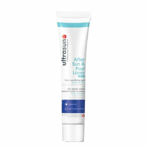 Tube de gel Ultrasun après soleil et post laser pour toute la famille, hydratant et apaisant.